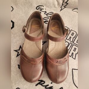 Dansko Brown Detailed Mary Jane Clogs